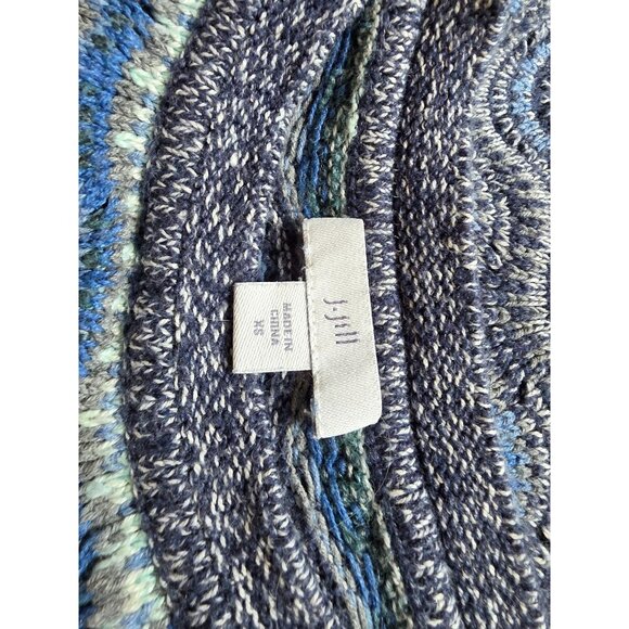 J Jill Womens Blue & Green Wave Pattern Knit Sweater Pullover Size M - Picture 6 of 9